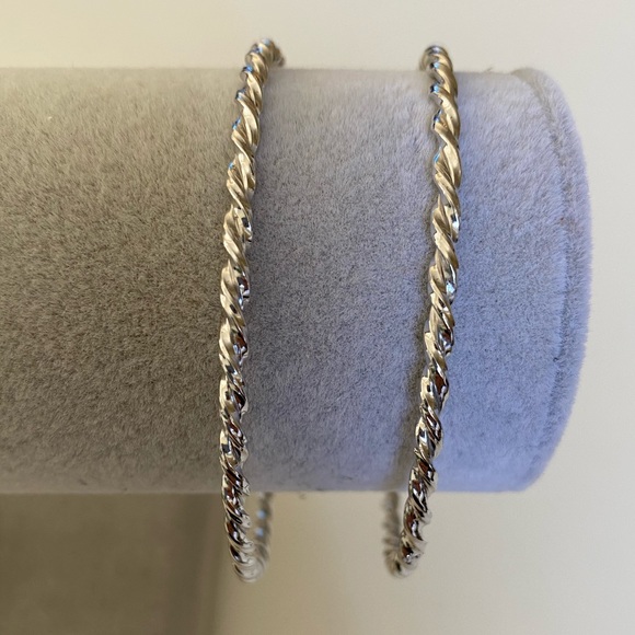925 Silver handmade 2 twisted bangles - Picture 3 of 6